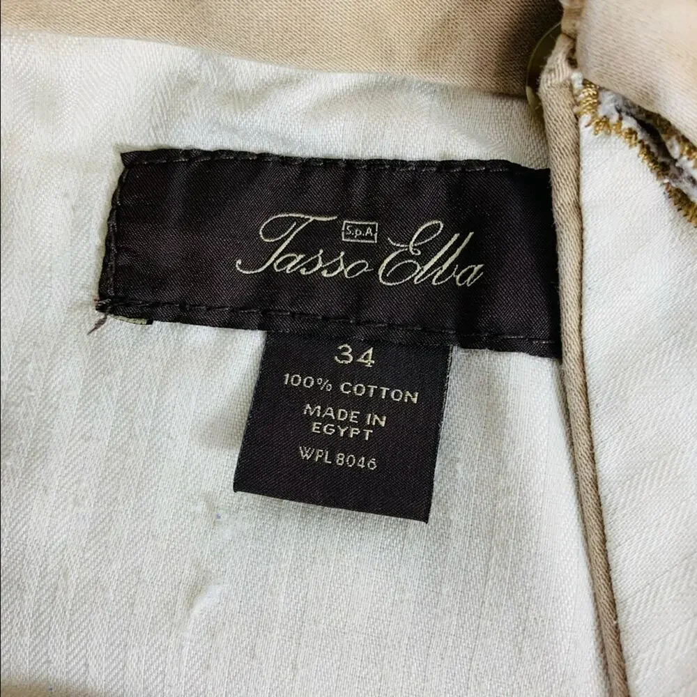Tasso Elba Khaki Cargo Shorts Sz 34